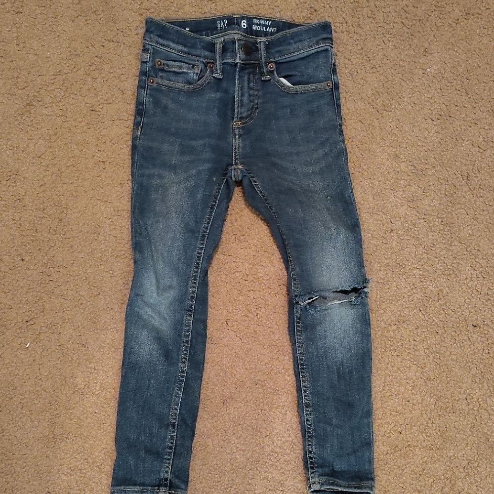 GAP Men's Distressed Dark Blue Skinny Jeans